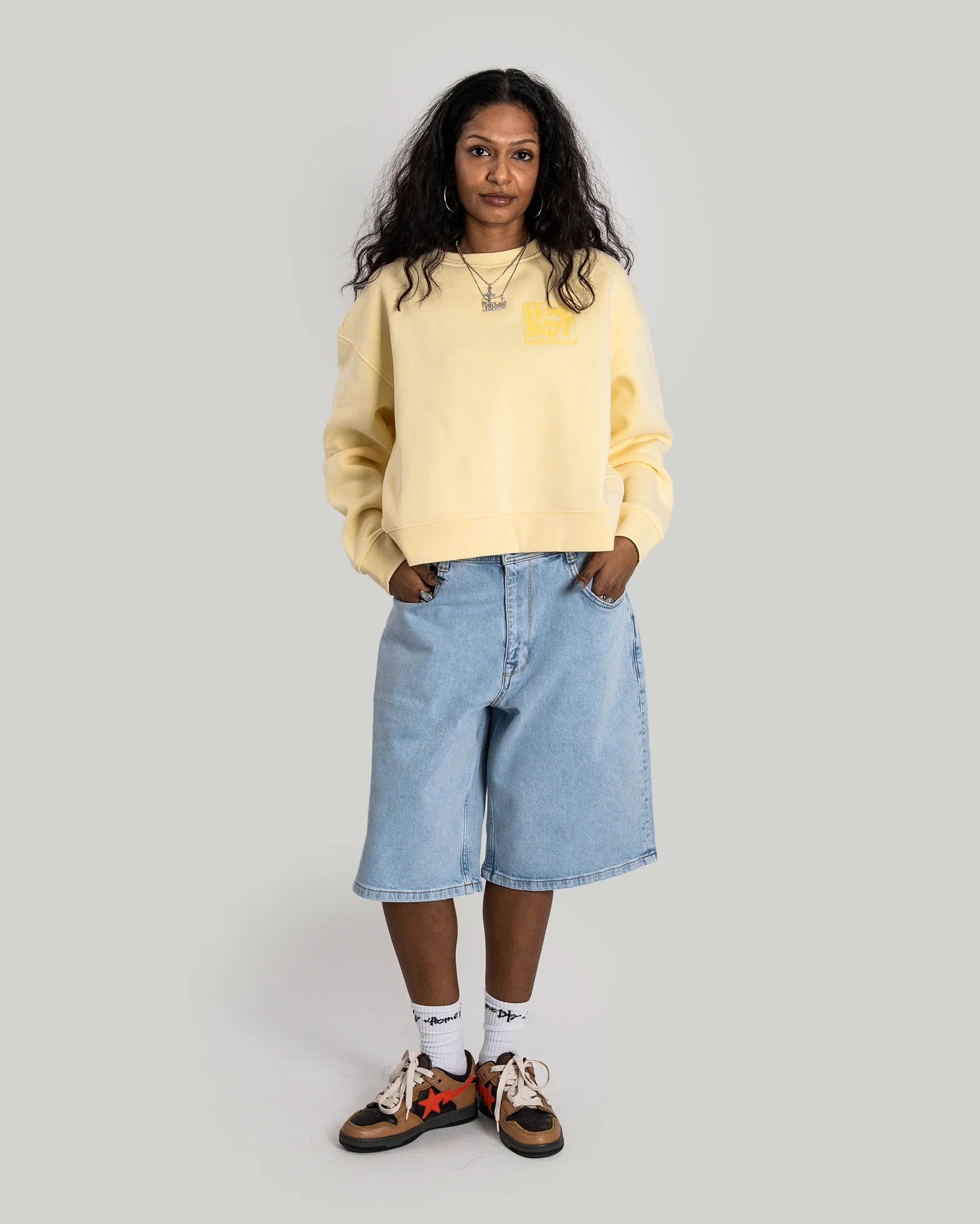 GIRLS Crop Sweat WASHED YELLOW - Image 3