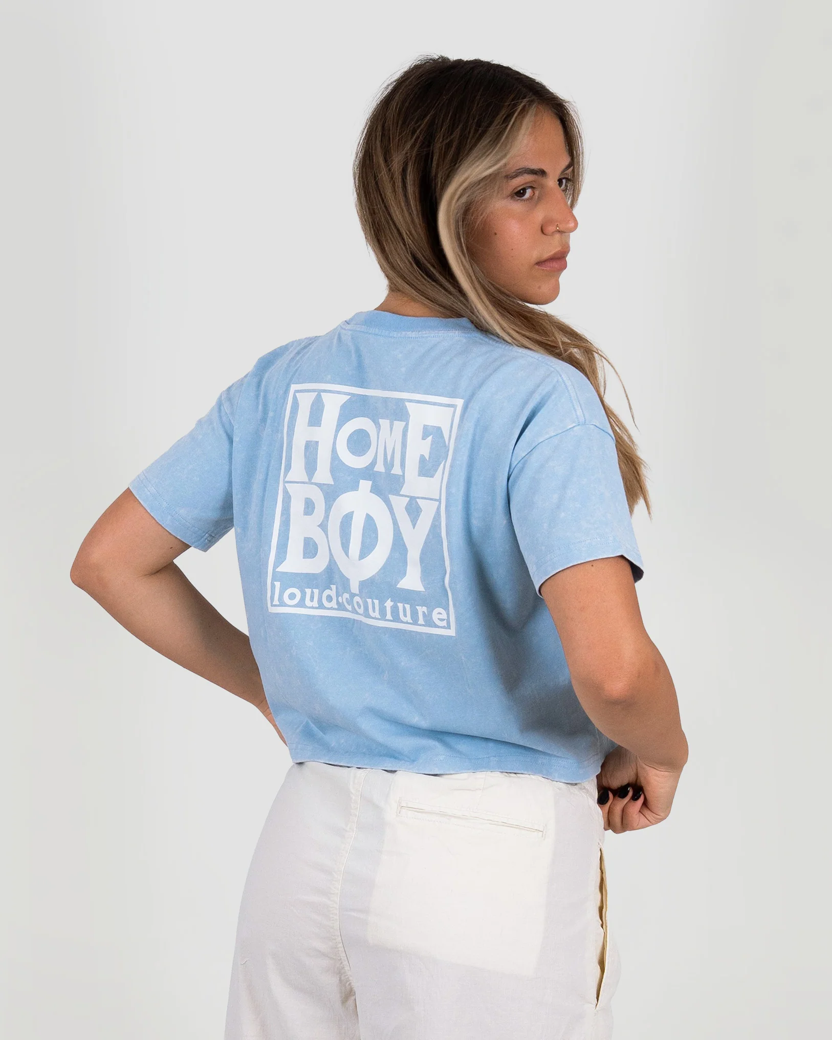 GIRLS Crop Tee - New School LIGHT BLUEE - Image 2