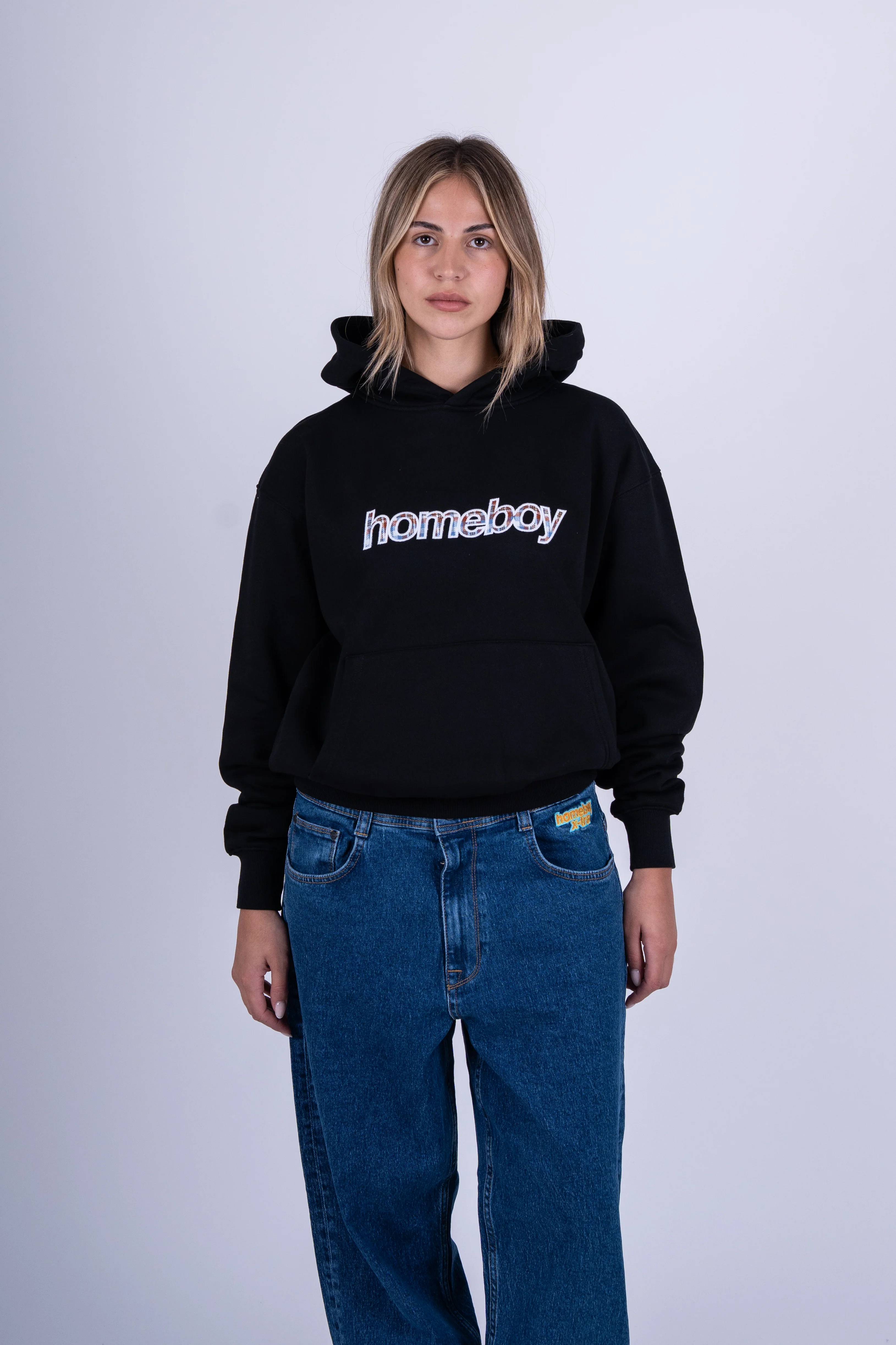 PLAID HELVETICA Hood BLACK - Image 4