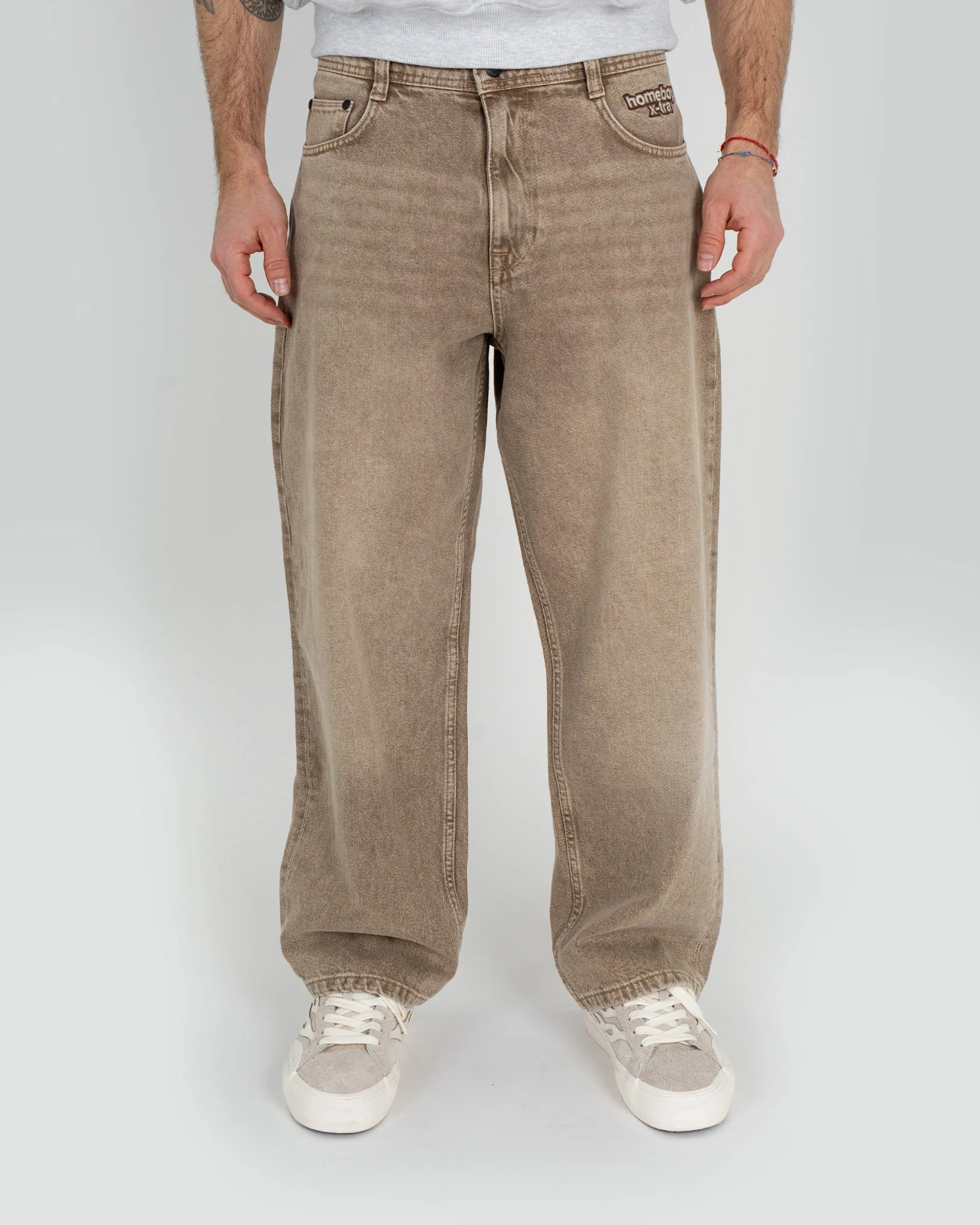 x-tra BAGGY Dye Denim WASHED BROWN