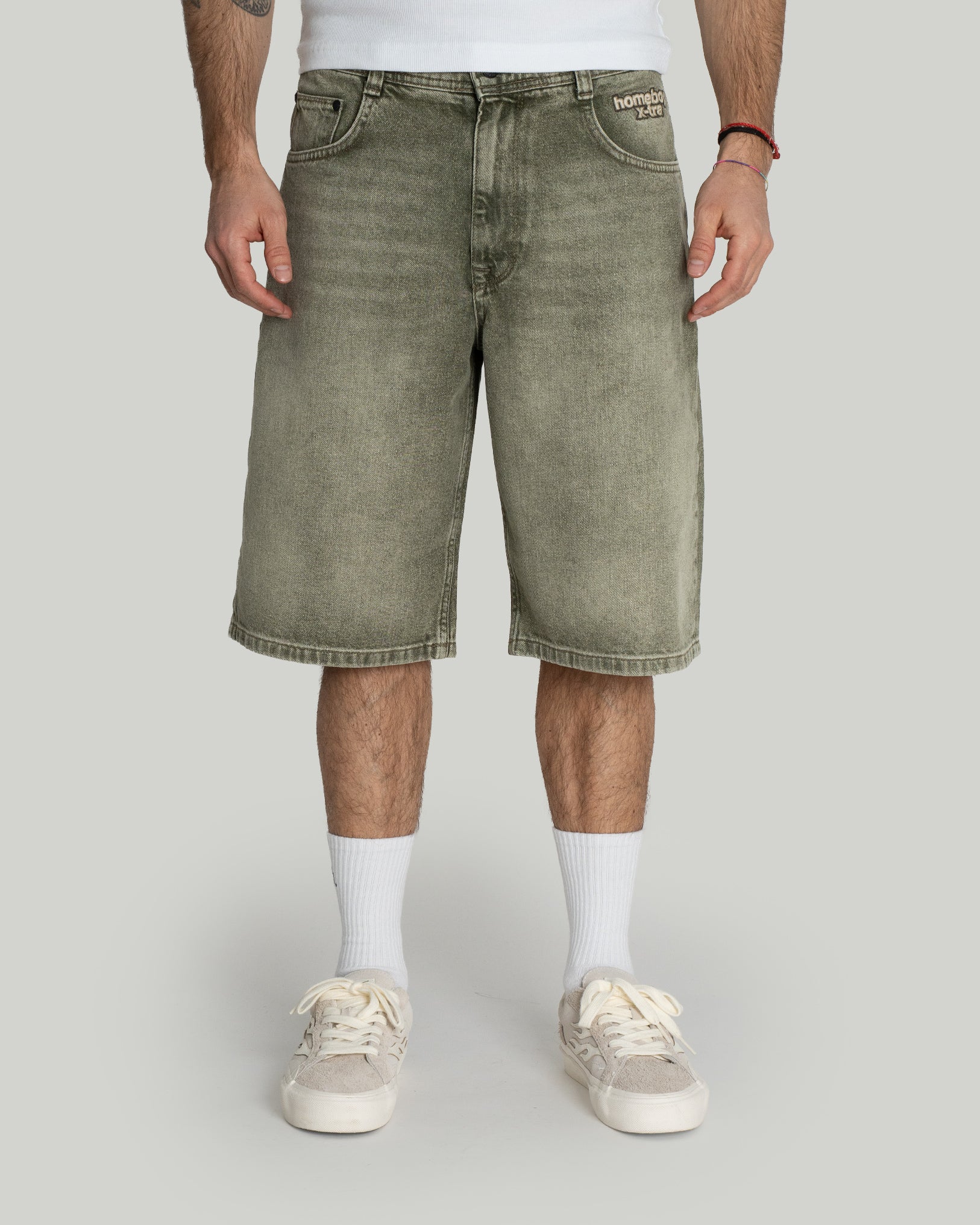 x-tra BAGGY Dye Denim SHORTS washed Green