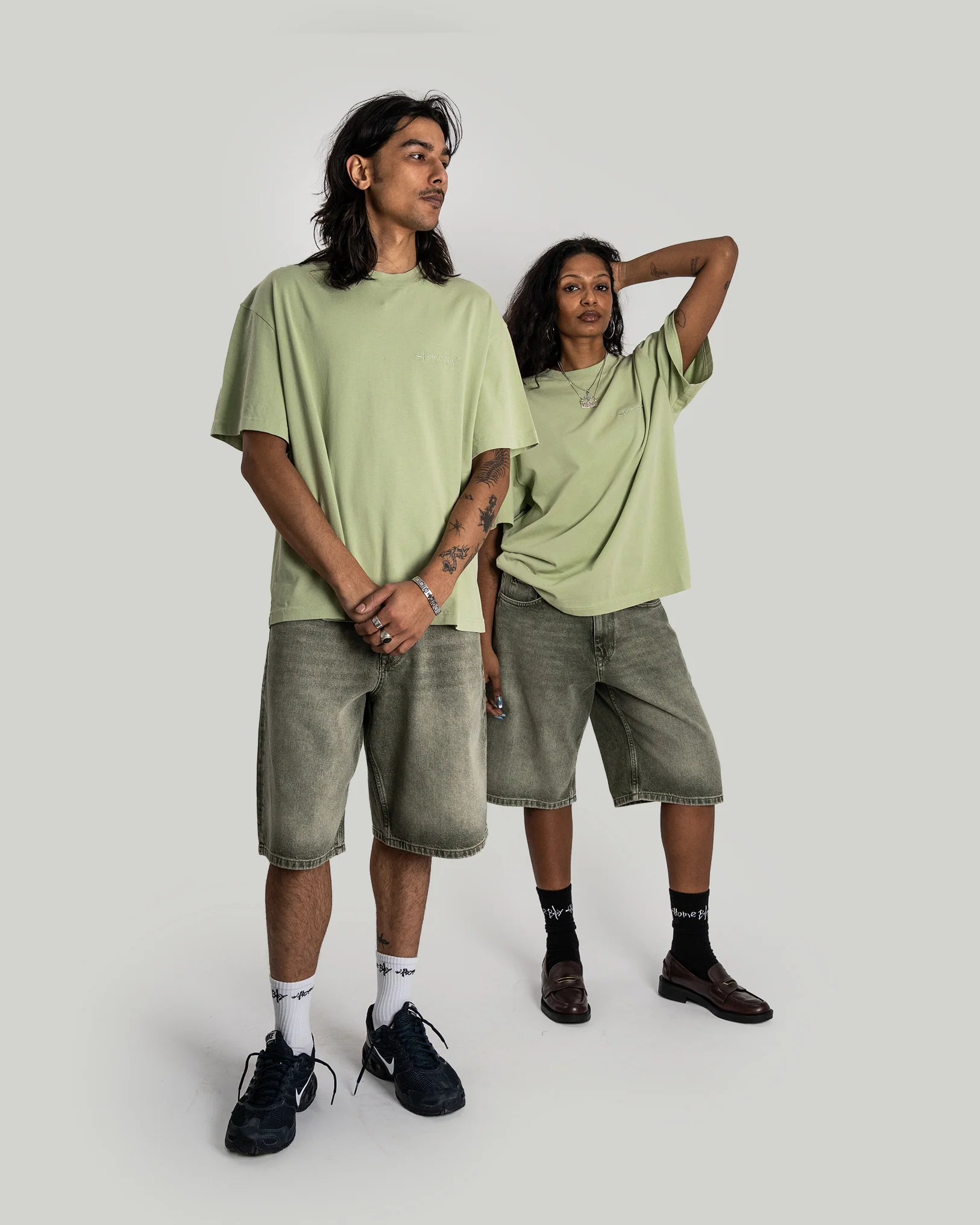 x-tra BAGGY Dye Denim SHORTS washed Green - Image 7