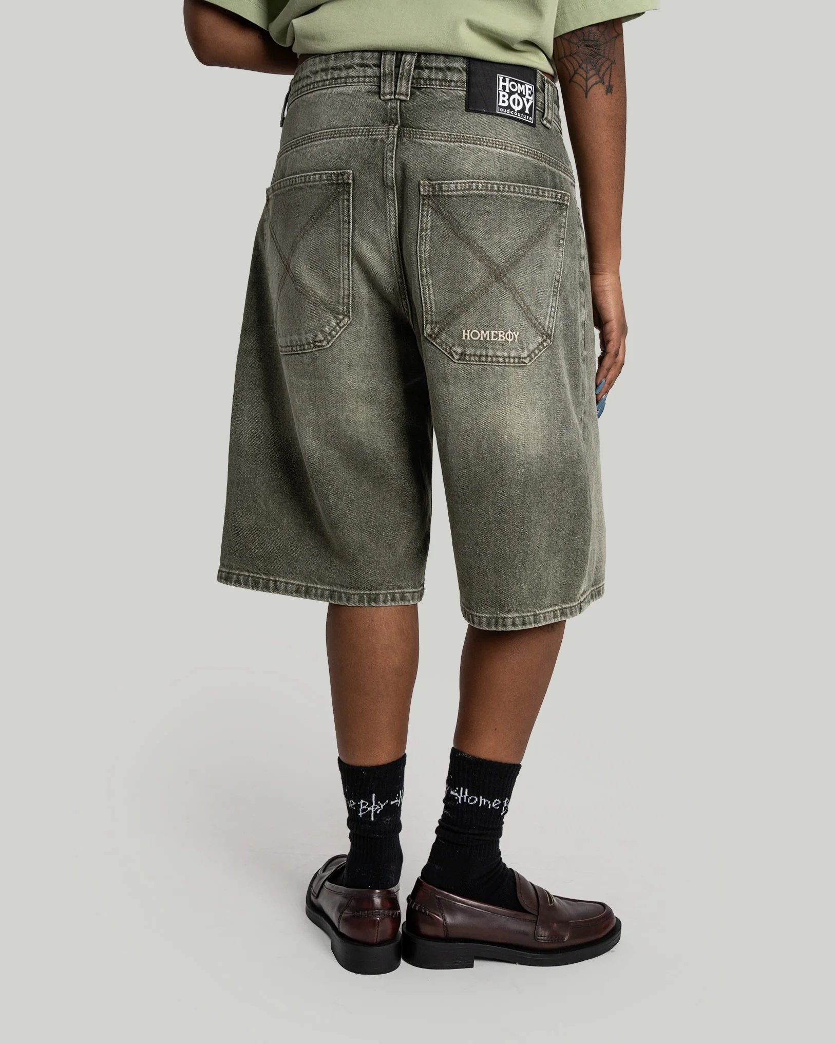 x-tra MONSTER Dye Denim SHORTS WASHED GREEN - Image 2