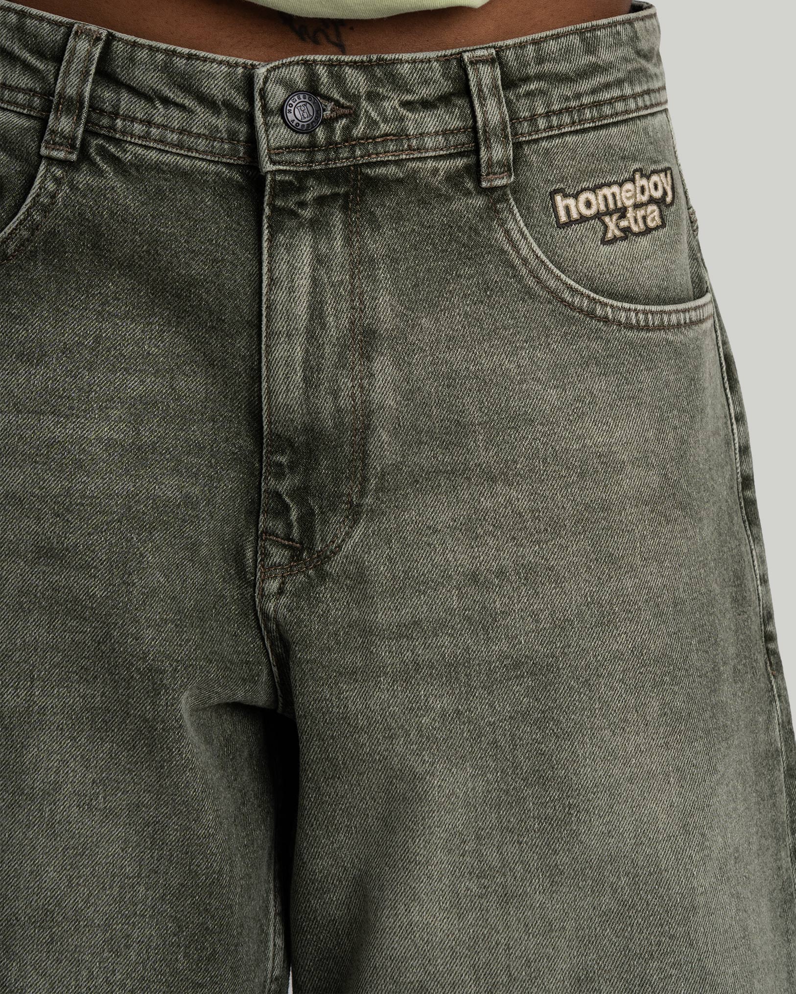 x-tra MONSTER Dye Denim SHORTS WASHED GREEN - Image 6