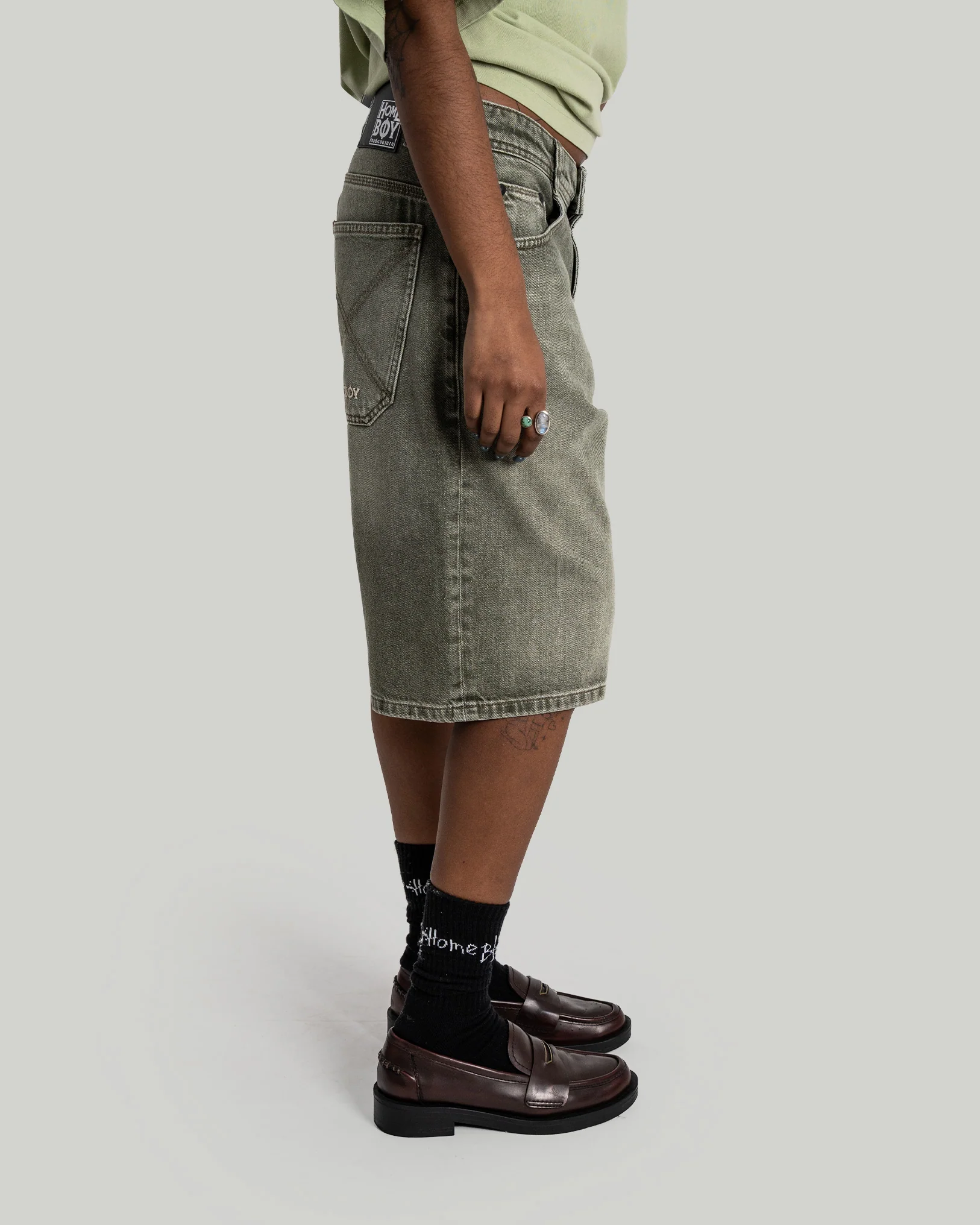 x-tra MONSTER Dye Denim SHORTS WASHED GREEN - Image 8
